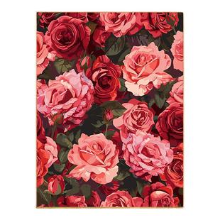 diy数字油画玫瑰花卉手工填色治愈解压画2025新款油彩客厅装饰画