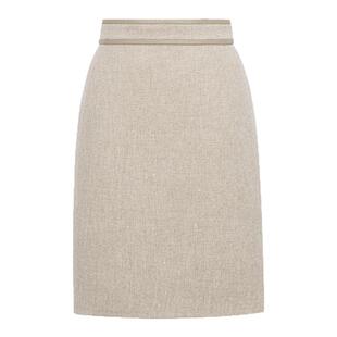 VER TOW 驼色羊毛包身一步裙2026春季气质亮片通勤显瘦及膝半身裙