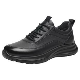 红蜻蜓休闲皮鞋秋冬新款男鞋厚底系带加绒保暖爸爸棉鞋休闲运动鞋