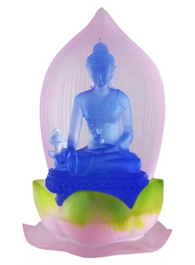琉璃烛台中式佛堂莲花底座随身佛