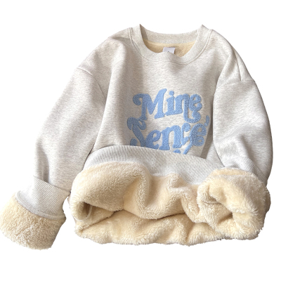 圆领加绒加厚卫衣女2025秋冬新款