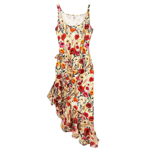 【可在原创】阿根廷探戈元素爵士复古碎花荷叶边舞裙日常可穿