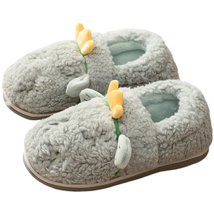 可爱棉拖鞋女冬季包跟室内家居毛绒厚底防滑加厚保暖情侣棉鞋男款