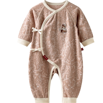 [森林秘境]aqpa爱帕新生儿婴儿连体衣哈衣提花丝线刺绣宝宝衣服萌