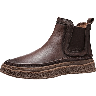 HauttonJeans真皮切尔西靴