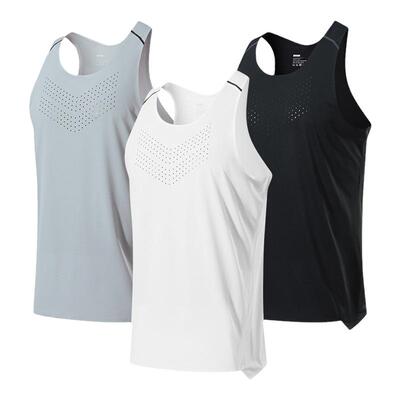 夏季跑步运动背心男士轻薄冲孔马拉松竞速背心无袖速干健身汗衫