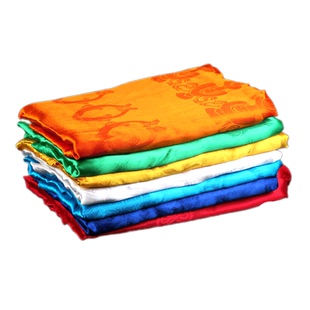 正品藏族五色真丝哈达高档八吉祥蒙古族红色车挂献哈达礼仪七色选