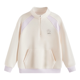 安踏儿童女大童针织套头衫2025年冬季新款舒适中大童运动高领卫衣