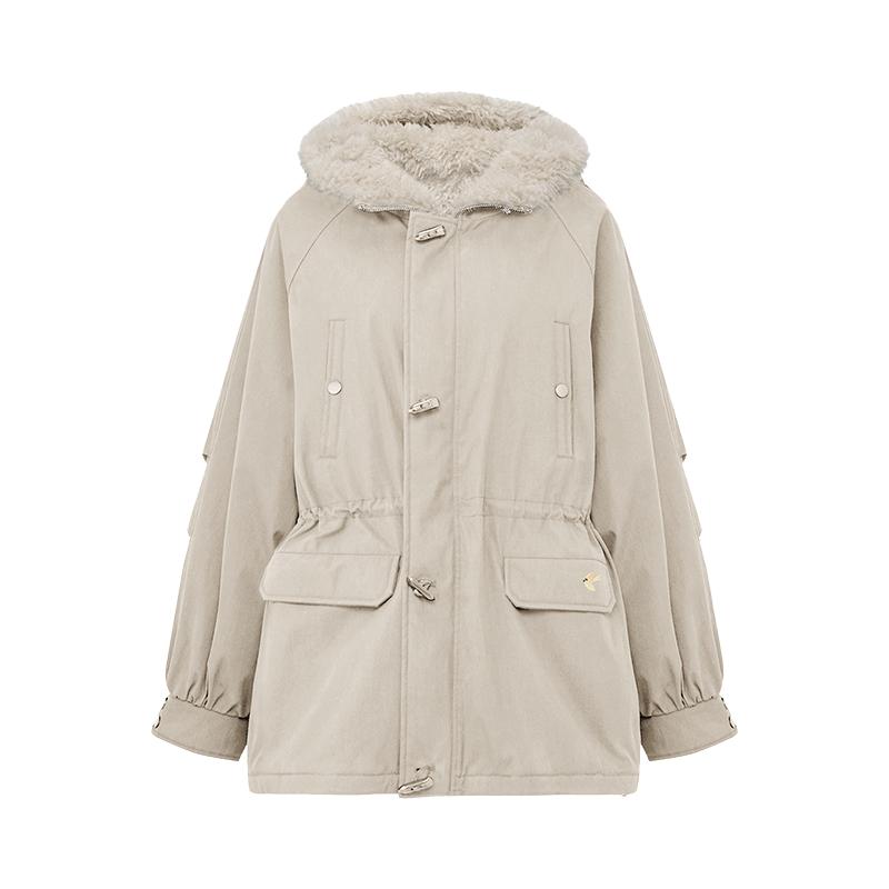 PetitBari休闲复古连帽派克服