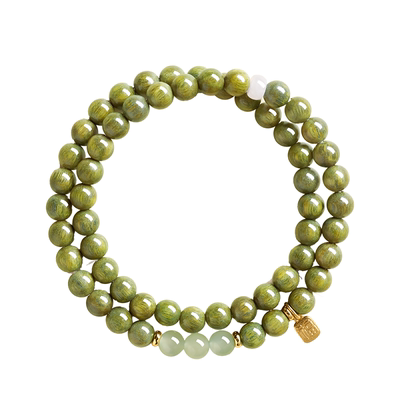 【官方正品天然绿檀木手串】