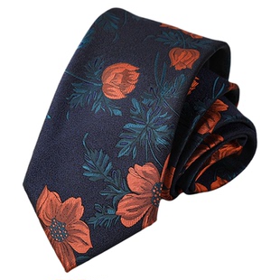 复古大花港风男士商务正装结婚新郎免打结8cm拉链式中国风领带