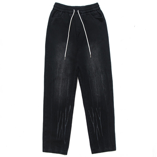 烦恼的Octopusl复古水洗扎染牛仔裤美式直筒宽松休闲vibe长裤子男