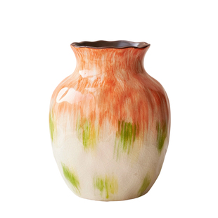 北欧陶瓷花瓶冰裂纹油画风水养鲜花家居客厅装饰品艺术摆件大肚子