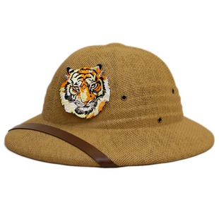 大老虎头标春夏秋防晒遮阳马术越南帽安全草帽中山探险家考克礼帽