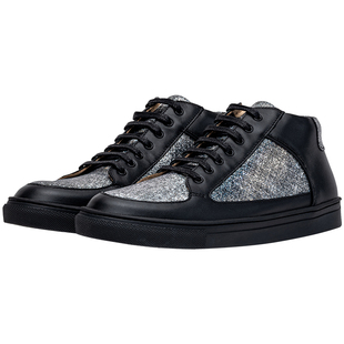 25秋新款|oliver sweeney牛皮亮片黑银撞色复古高帮休闲板鞋女