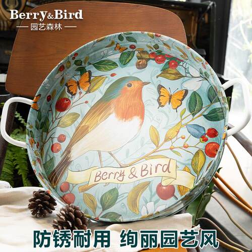 Berry&Bird园艺托盘收纳篮盛碗碟家用种花手提储藏桌面置物盒户外