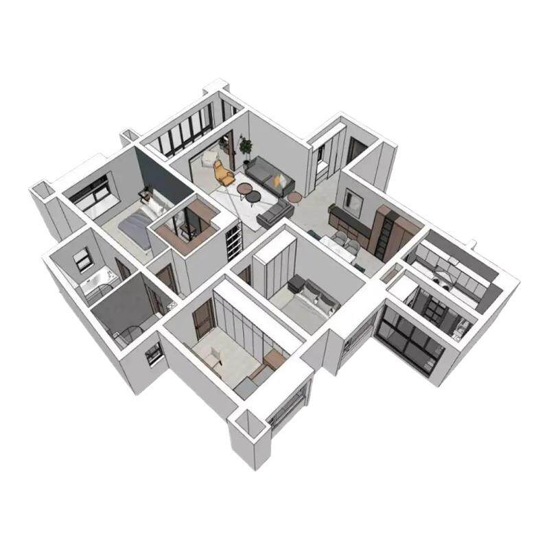 3D室内效果图设计家装工装店铺装修建筑园林景观鸟瞰施工图制作