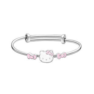 潮色绘xHelloKitty999足银手镯女孩宝宝新生婴儿满月周岁生日礼物