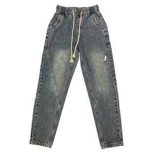 2026新款水洗宽松牛仔裤男款潮牌锥形萝卜裤宽松休闲哈伦裤长裤子