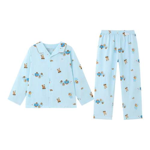 全棉时代春秋季款儿童纱布家居服男女孩宝宝纯棉透气睡衣睡裤套装