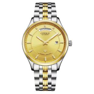 西腾手表男士时尚自动机械表气质防水商务真钻女表18K金男表9083