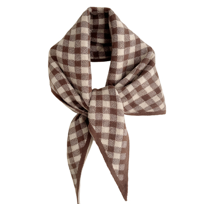 韩版复古格子加大三角针织披肩女