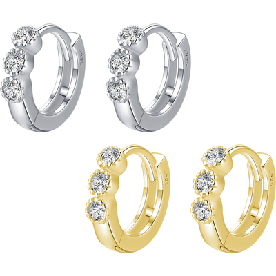 MODIAN小众纯银耳圈耳钉耳环耳扣女气质法式小耳坠耳饰彩金新款潮