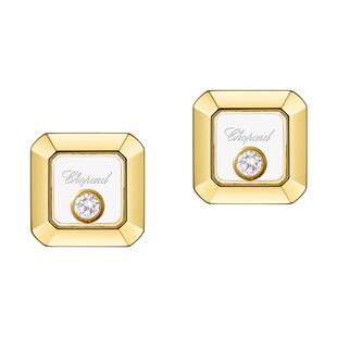 Chopard萧邦快乐钻石18K黄金单钻小方糖耳钉女神节礼物送女友上市
