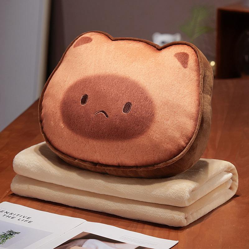 吐司猫咪抱枕水豚空调靠枕靠垫毯枕毯子车载抱靠垫枕椅子趴毯午睡