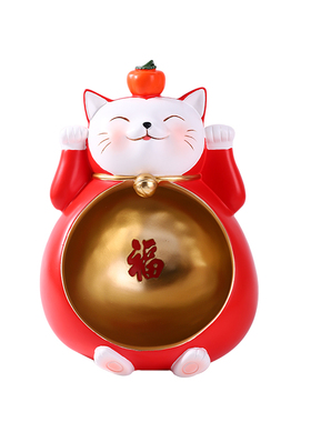 招财猫玄关树脂钥匙收纳中式