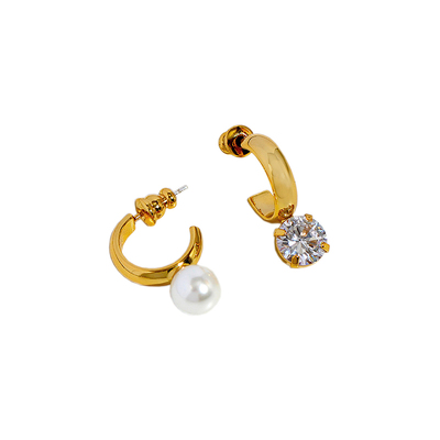 aviho法式不对称C型珍珠耳环