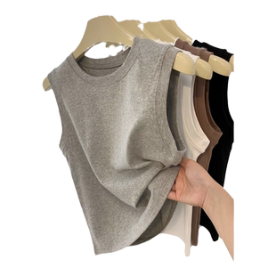 简约纯色工字型背心女夏季韩版百搭修身内搭外穿运动无袖上衣潮