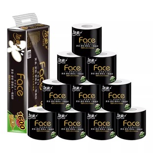 洁柔卷纸卫生纸卷筒纸4层160克黑Face有芯家用大厕纸擦手纸实惠装