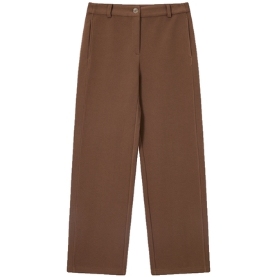 滨波栗色休闲针织长裤