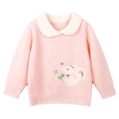 女童毛衣儿童羊绒衫高端纯山羊绒厚翻领宝宝打底衫羊毛衫洪叶云台