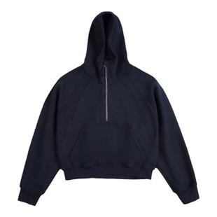 TIRED潮牌500g重磅cleanfit短款卫衣长袖情侣半拉链套头宽松上衣