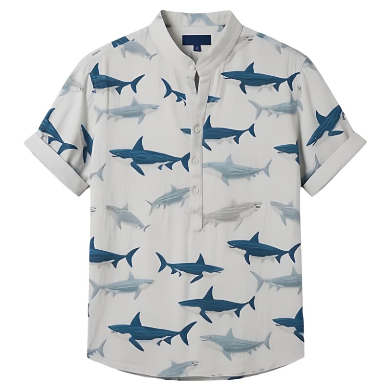 3D digital printed V-neck casual shirt 3D数码印花V领套头衬衫