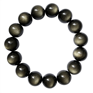 6A精品金曜石手链8-18mm 双金眼黑耀石天然水晶单圈手串男女