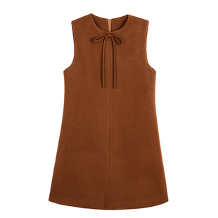 柒院家大码女装蝴蝶结圆领气质背心连衣裙2025秋冬宽松遮肉马甲裙