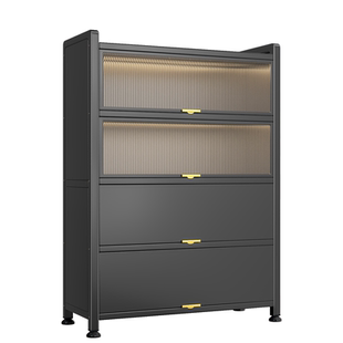 厨房置物架家用落地碳钢多层岩板储物柜多功能一体餐边收纳碗橱柜