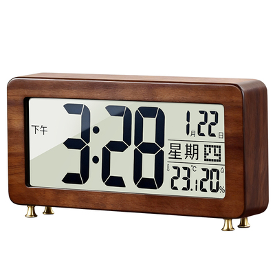 蓝牙对时！胡桃木电视柜座钟摆件