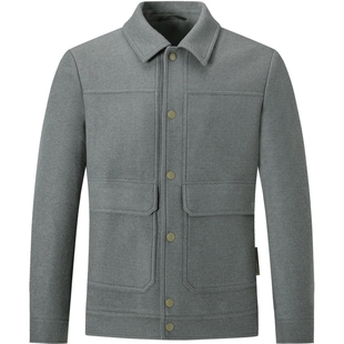 七匹狼羊毛呢夹克男士2025新款秋冬季中年爸爸短款翻领外套男装潮