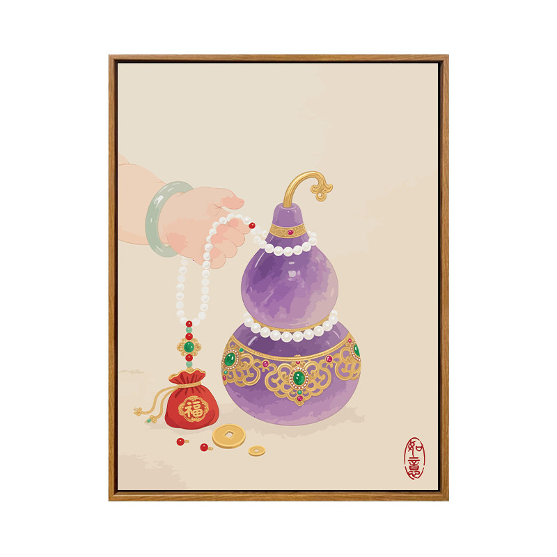雅调招财diy数字油画办公室摆件