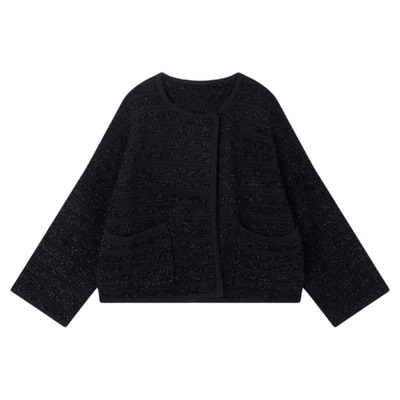 针织毛衣英伦风拼接小香外套