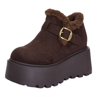 震地王厚底内增高10cm勃肯鞋女2025冬季新款时尚百搭休闲保暖棉鞋