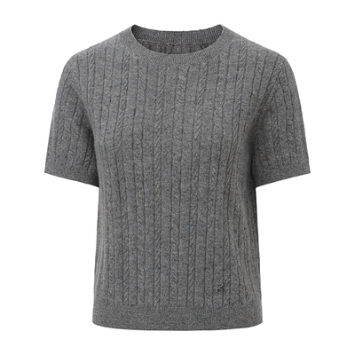 【INTARSIAK针织设计师品牌】絮星 彩点羊毛绞花开衫灰色针织T恤