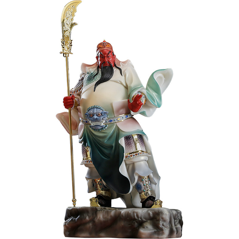 汉白玉关公神像客厅武财神摆件