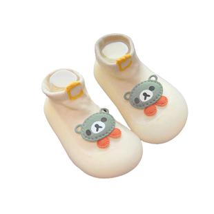 米白色婴儿鞋子春夏季薄款男女童宝宝袜鞋防滑软底学步鞋夏天透气