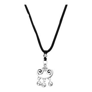 吴越老银铺元宝锁银吊坠990足银纯银挂坠平安护身符项链宝宝礼物