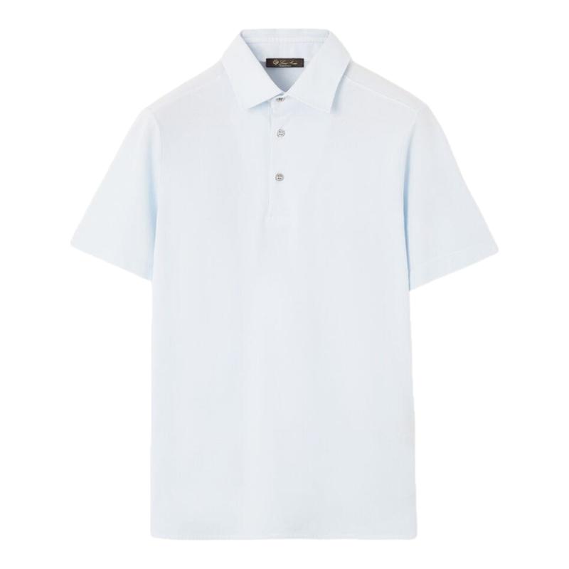 LoroPiana/诺悠翩雅男士T恤秋冬衬衫领Polo棉质匹克面料休闲新款